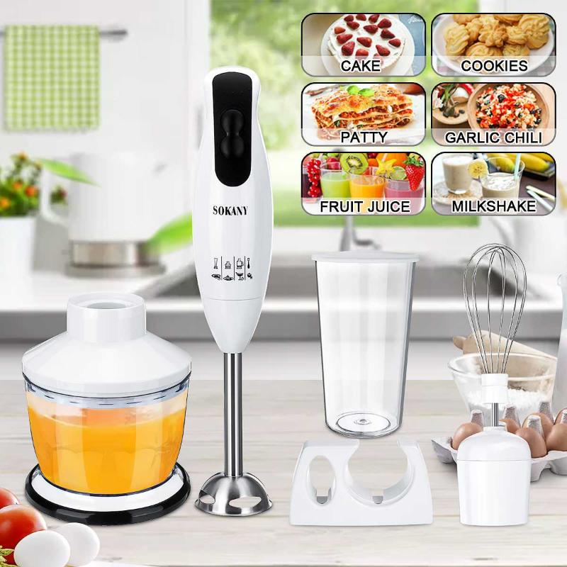 

4 in 1 Electric Blender Immersion Hand Stick Blender Mixer Vegetable Meat Grinder Whisk Juicer Mixer Smoothie Cup Kitchen