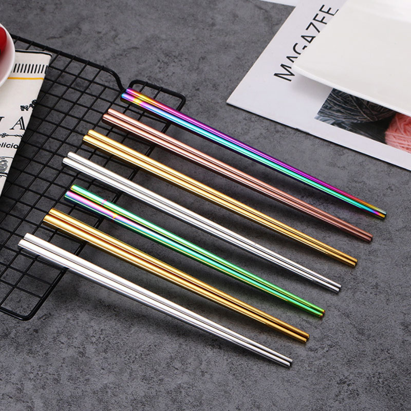 

New Pure Color Chopsticks 304 Stainless Steel Chopsticks Simple Style Tableware Hotel Kithcen Dinnerware 4 Colors