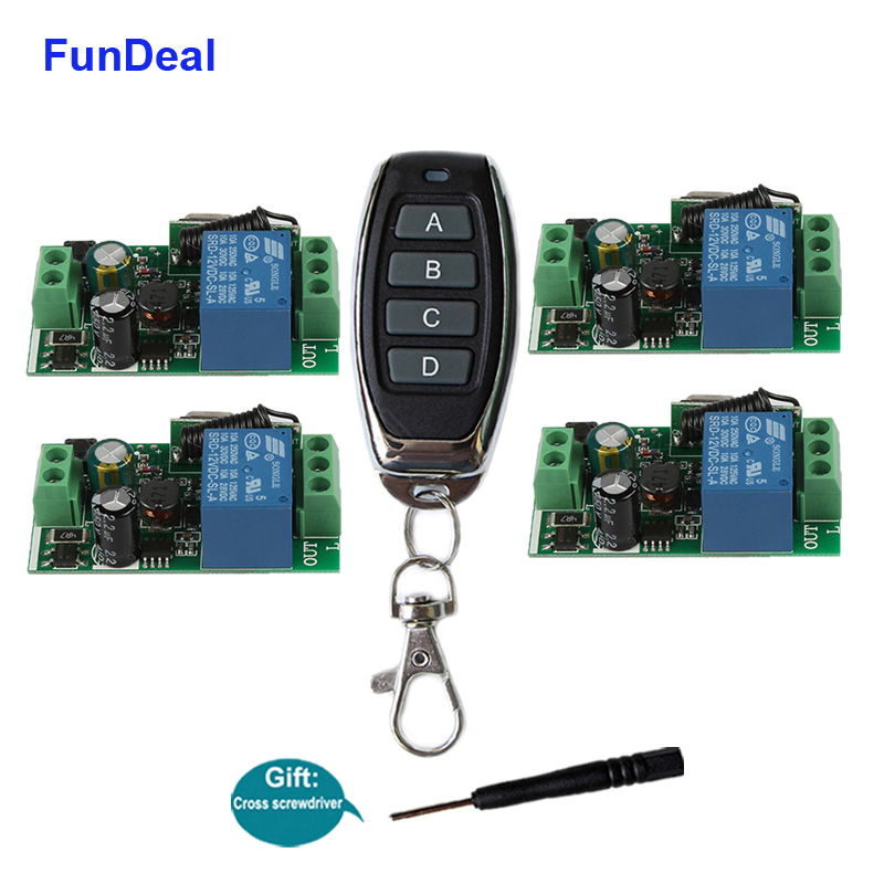 

FunDeal 433Mhz Universal Wireless RF Remote Control Switch AC 110V 220V 1CH Garage Night Light Receiver & 433 MHz Remote Control