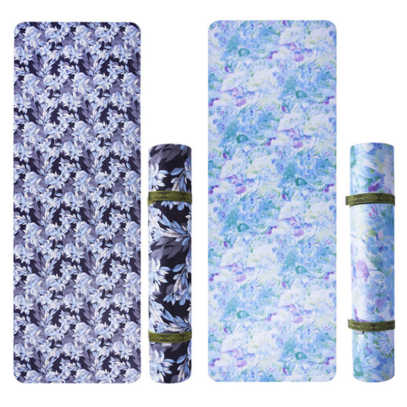 

5mm Cuihua soft high rebound TPE printing suede yoga mat 184x66cm, Black