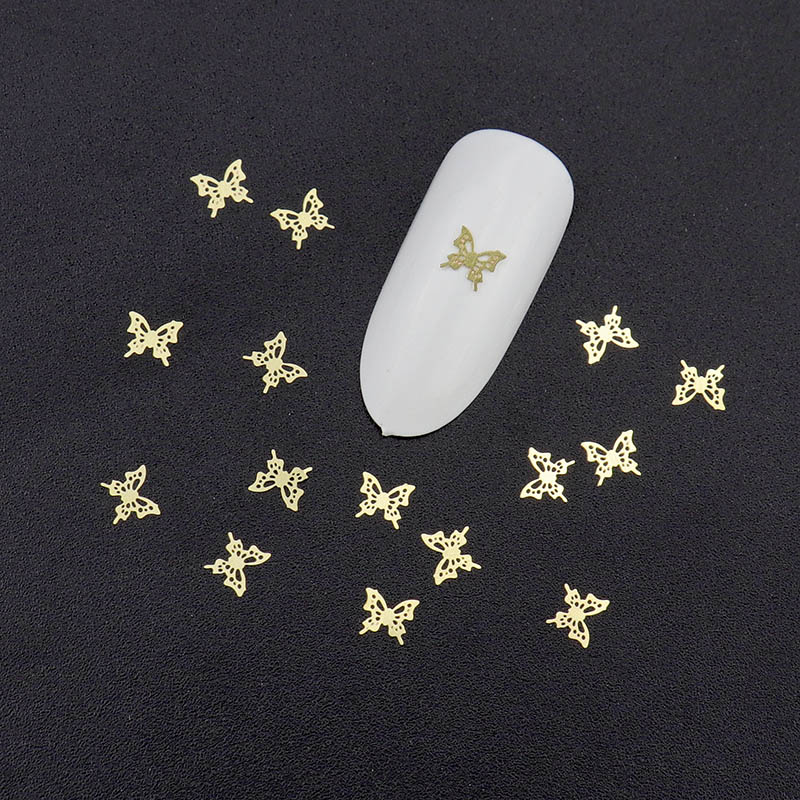 

1000pcs/lot Butterfly Nail Art Rivet Flower Studs Charms Flakes Ulter Thin Metal Silver Gold Manicure Decorations Wholesale Nail