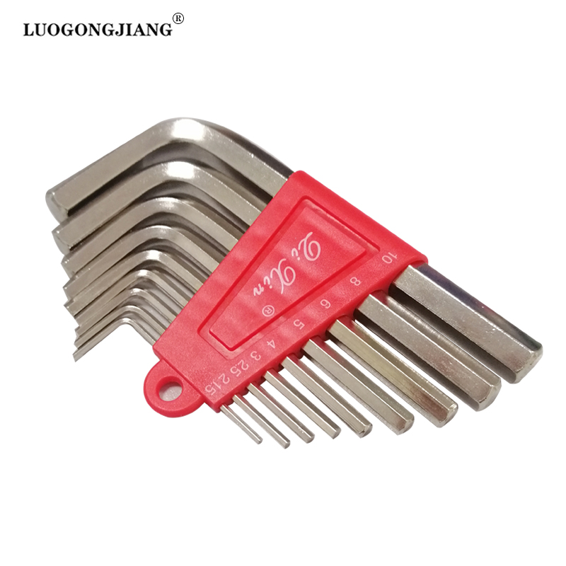 

9pc Hex Wrench 1.5mm-10mm Long Arm Hex Head L Shape Spanner Wrench Set