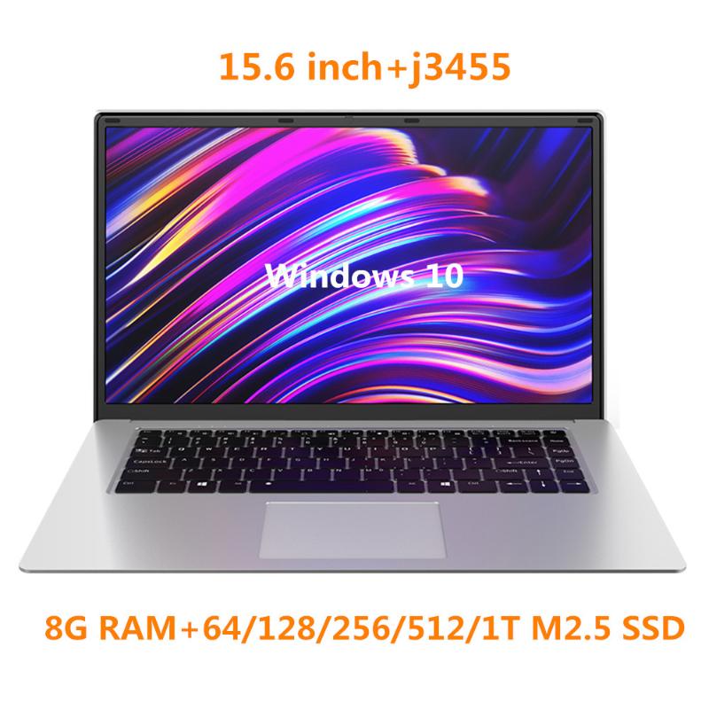 

2020 NEW 15.6 inch Student Laptop inter J3455 Quad Core 8GB RAM 128GB 256GB 512GB 1TSSD Notebook Ultrabook IPS 1920x1080 Netbook, Black