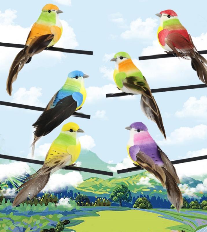 

12pcs/Set Simulation Feather Birds Models Fake Artificial Foam Animal Wedding Home Garden Ornament Miniature Decoration