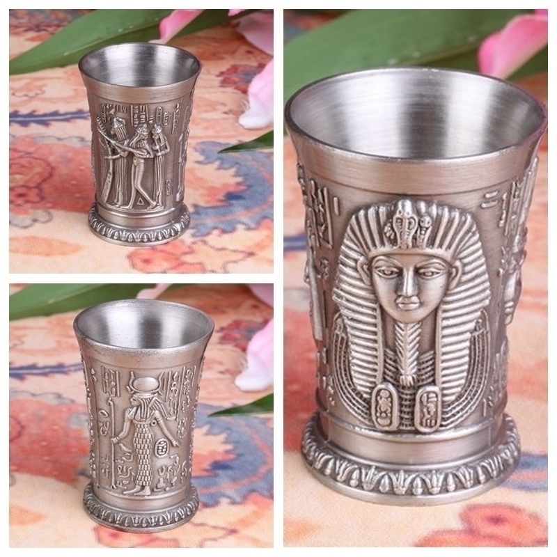 

Retro Metal Egyptian Wine Glasses Home Decor Zinc Alloy Retro Metal Egyptian Wine Glass Liquor Cups Exquisite Business Gift Wine Glass