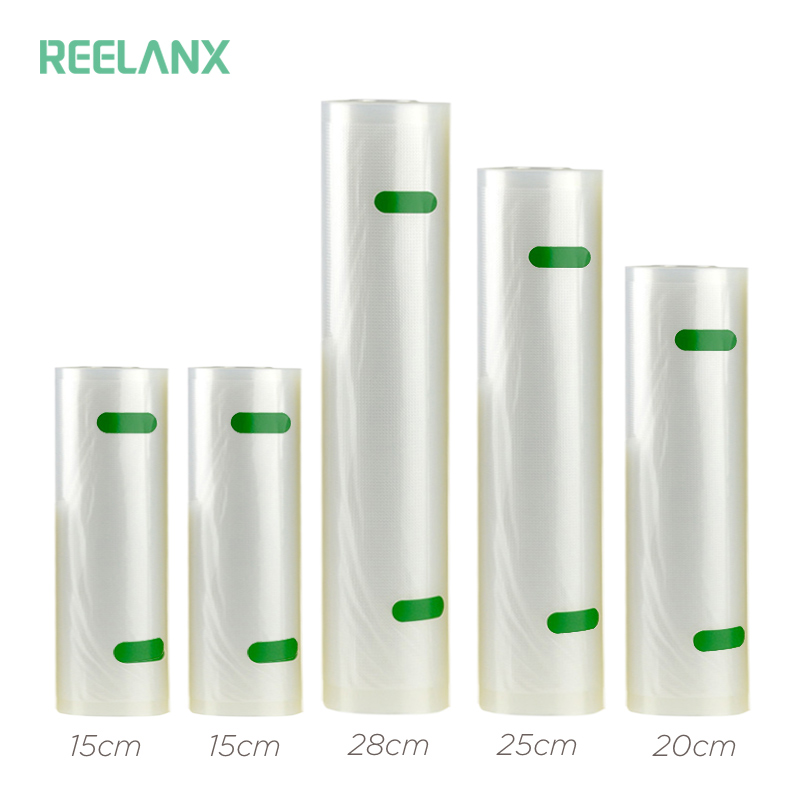 

REELANX Vacuum Bags 5 Rolls/Lot 15+15+20+25+28 * 500cm Vacuum Sealer Bag for Packaging Packing Machine