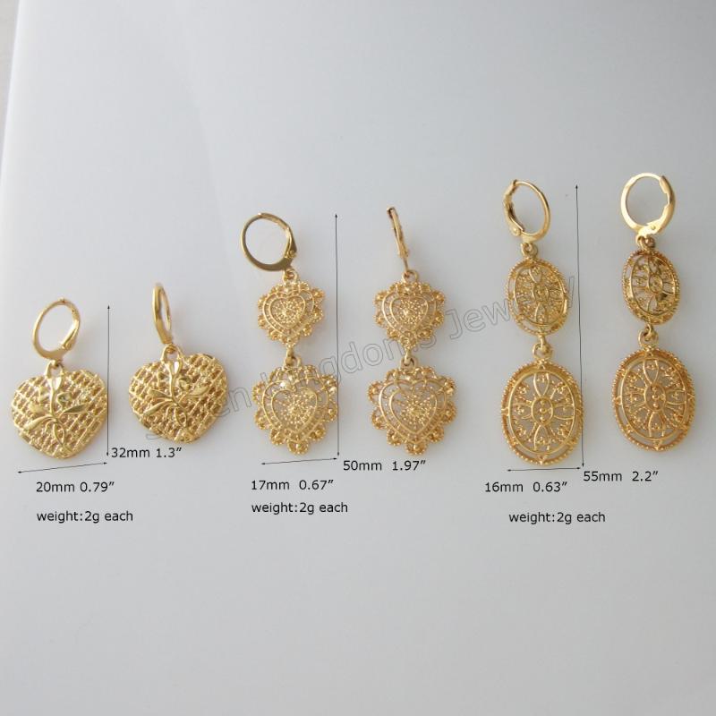 

MIN ORDER 10$/ CAN MIX DESIGN/ NEW 3 STYLES - YELLOW GOLD GP OVERLAY COATED HUGGIE DANGLE HEART AND OVAL CHARM EARRING