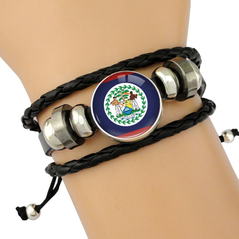 

Many Country Flags Iceland Switzerland Croatia Sweden Denmark Japan South Korea Australia Soccer Leather Charm Bracelets