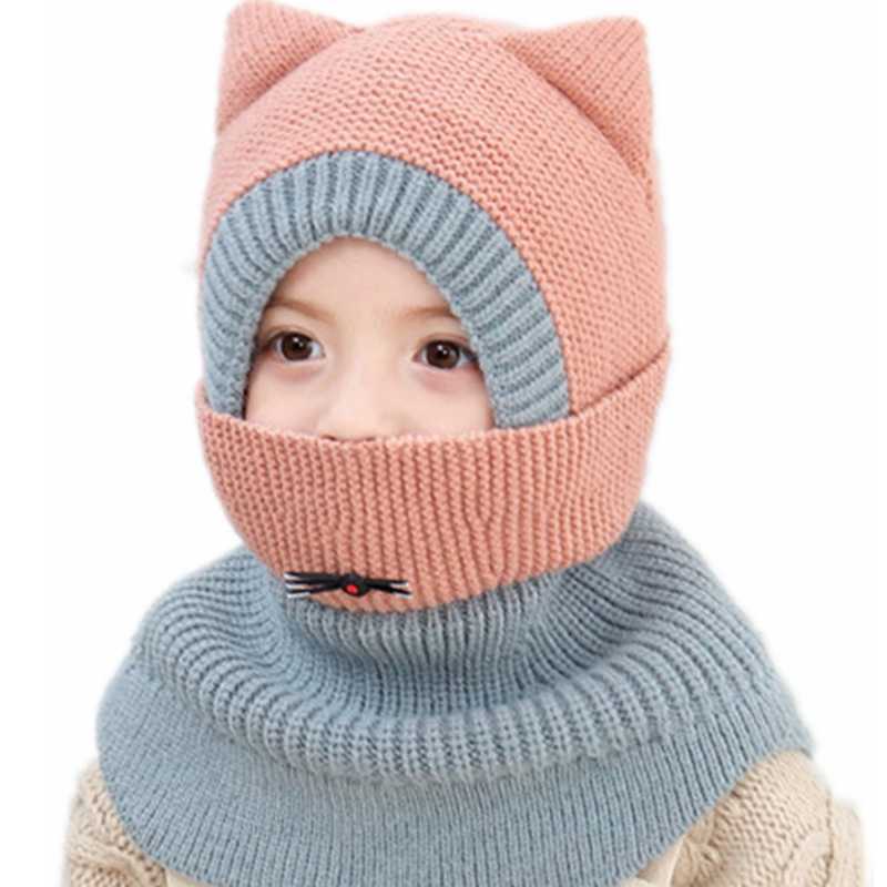 

Baby Winter Hat Children's Hats Scarf Siamese Hat Autumn Earmuffs Knitted Baby Hats Girls And Boy Caps Velvet Warm Windproof Cap, Red
