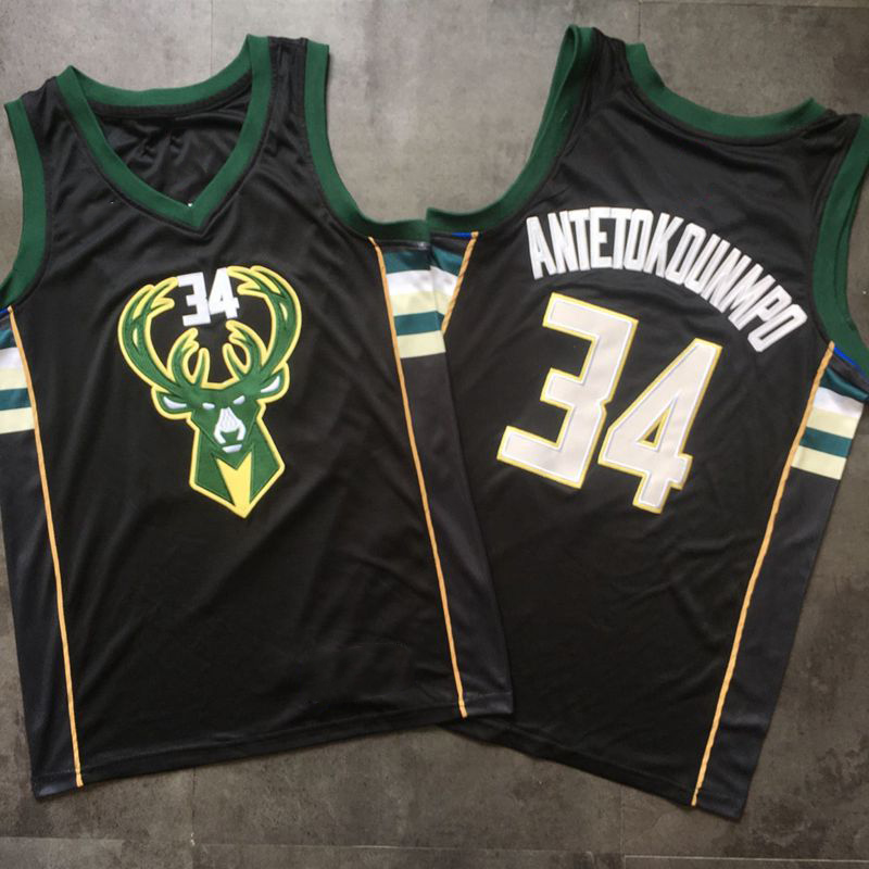 

Men Milwaukee Bucks Giannis Antetokounmpo Black Finished Swingman Jersey - Statement Edition, Gold