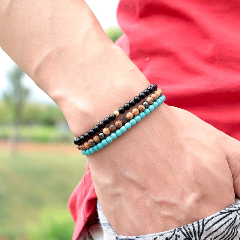 

Noter Mens Bracelet Set Real Natural Stone Braslet Hiphop Rock Small Beaded Brazalete Prayer Cross Braclet Accessories Homme