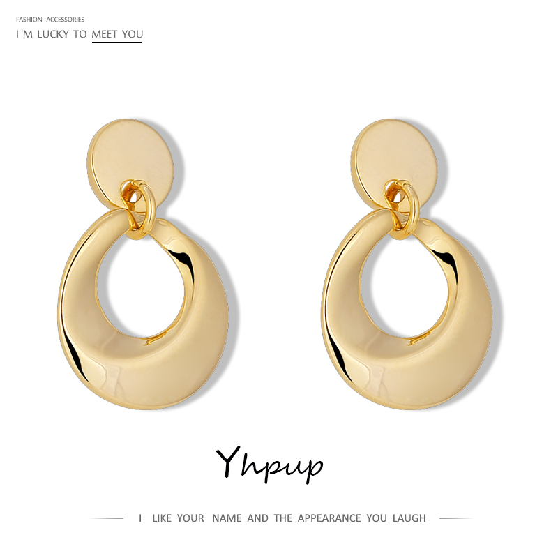 

Yhpup Charm Metal Geometric Drop Dangle Statement Earrings Chic Simple Hollow Earrings for Women Aretes De Mujer Modernos 2020
