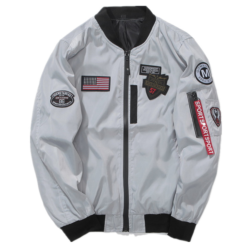 

New Mens Thread Embroidery Thickening Epaulet Cotton Clothing designer Air Force Jacket Man Casual Cardigan Autumn Jacket sports plus size, Light gray