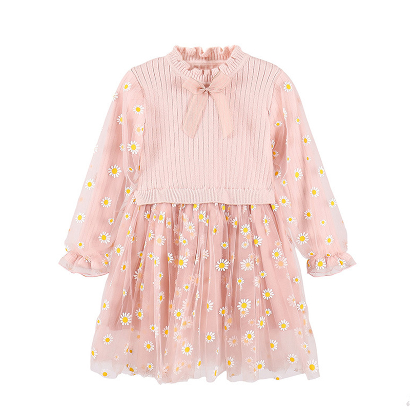 

Kids fashion dresses for girl 2020 Autumn winter Girl sweater dress children clothing flower sweater girl princess dress, Blue