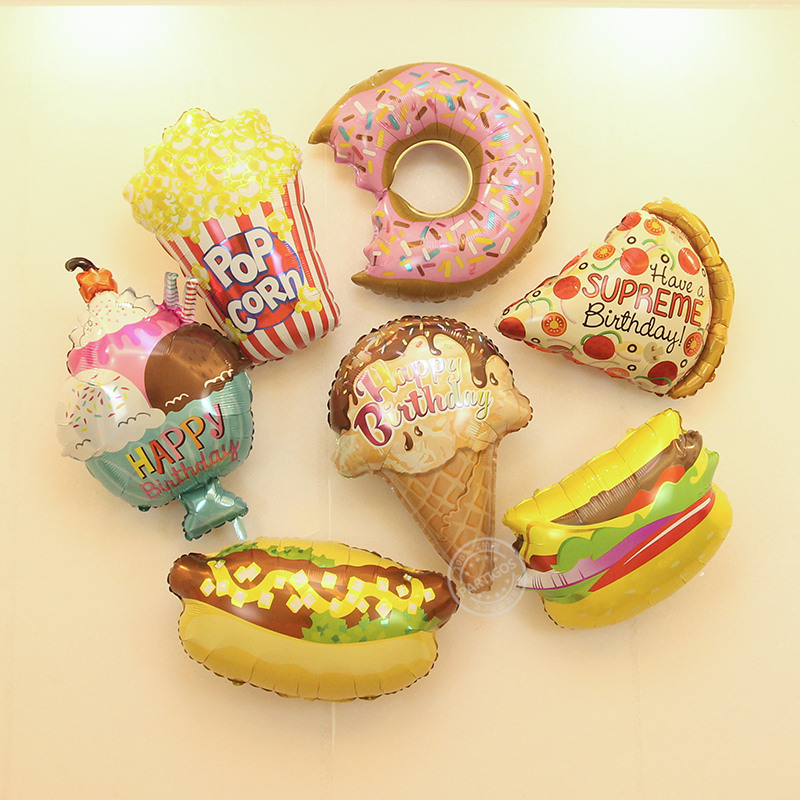 

1pcs mini Ice Cream Donut Balloons Hot dogs Hamburger Pizza Balloon 22inch 4D sweets ball birthday party decor Snack supplies