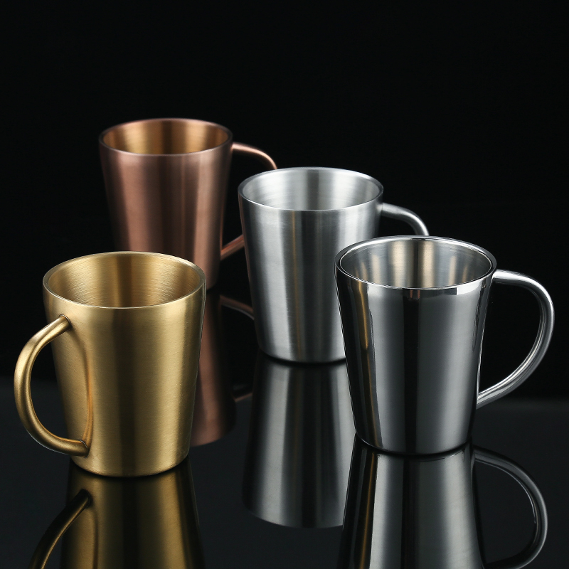 

Double Wall 304 Stainless Steel Coffee Mugs 360ml Portable Travel Tumbler Cup Coffee Milk Cups Silver/Gold Color Water Mug Gifts