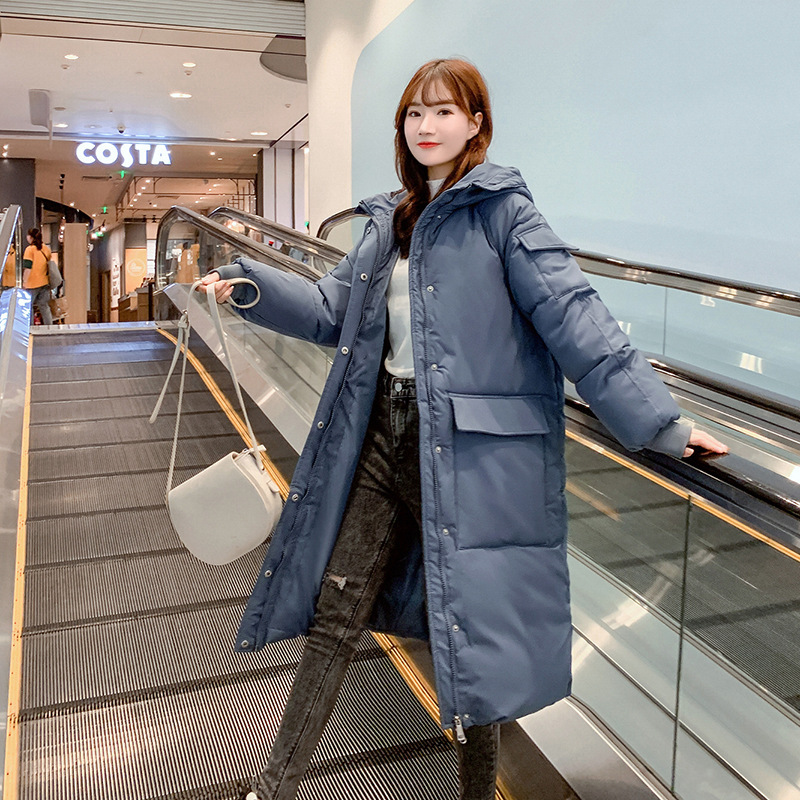 

2020 New Women Autumn and Winter Long Cotton Coat Korean Style Fashion Padded Parkas Women's Student Loose Casual Padded Jacket, Tm0007black