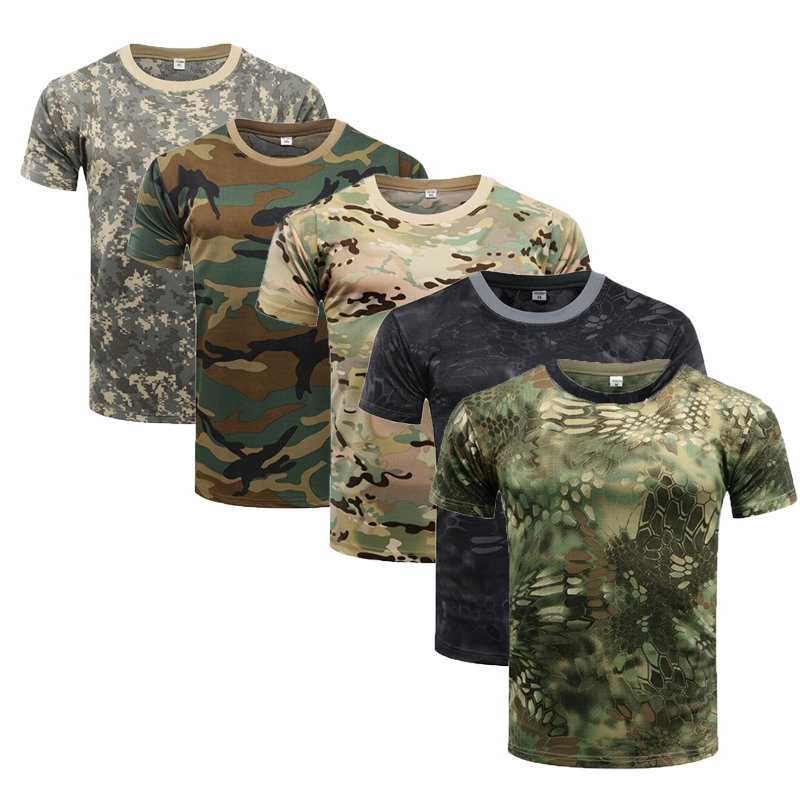 

Quick Dry Camouflage T Shirt Summer Men's T-shirt Short Sleeve Tee Tops Outdoor Tactical Combat Fitness Hiking T-Shirt, Desert