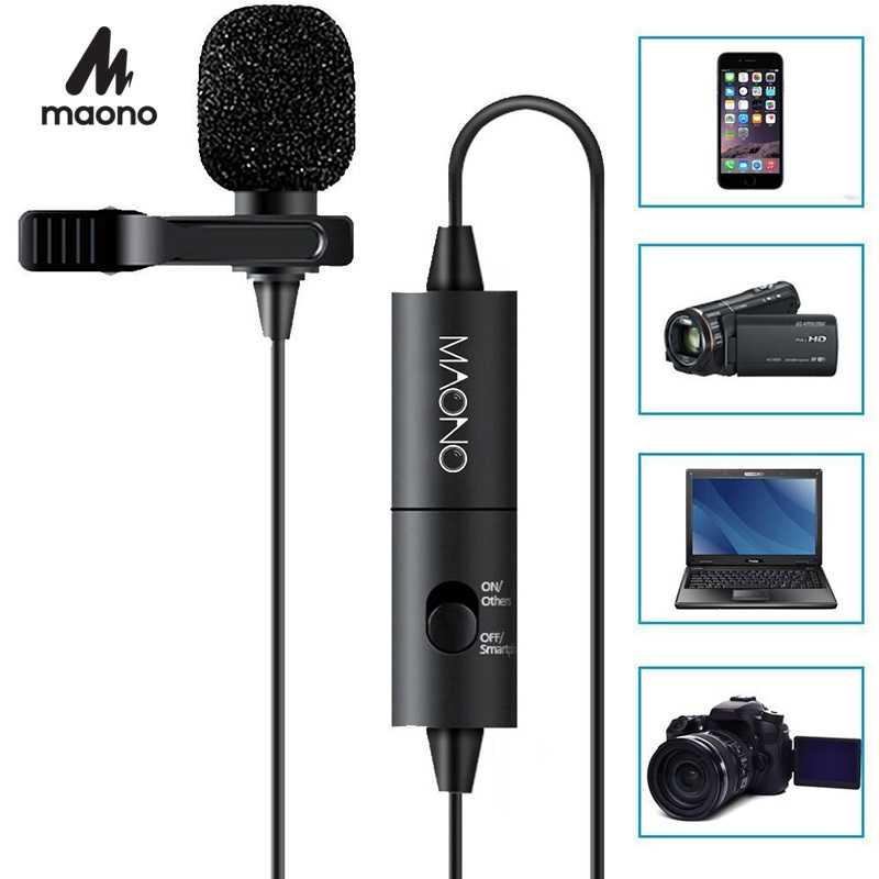 

MAONO Lapel Microphone Clip on Lavalier Microphone 6M Handsfree Condenser Collar Mic for DSLR Camera PC Smartphone