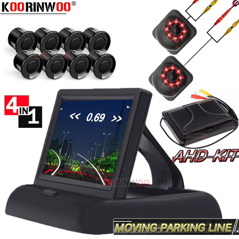 

Koorinwoo CCD car reverse camera front camera car park sensor 8 With Monitor Screen back Sensor 8 mirror of reverse