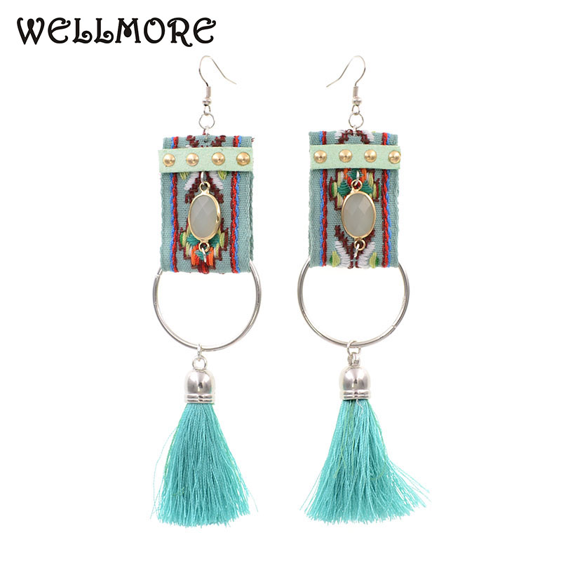 

WELLMORE Ethinc ribbon, crystal earrings long tassel earrings drop for women party jewelry E171026-1