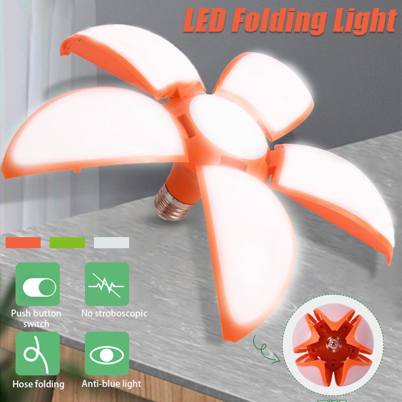 

50W Portable Deformable Led Lights Lotus Night Lights Folding 5 Leaf LED Indoor Lamp for Bedroom Living Room Factory Garage