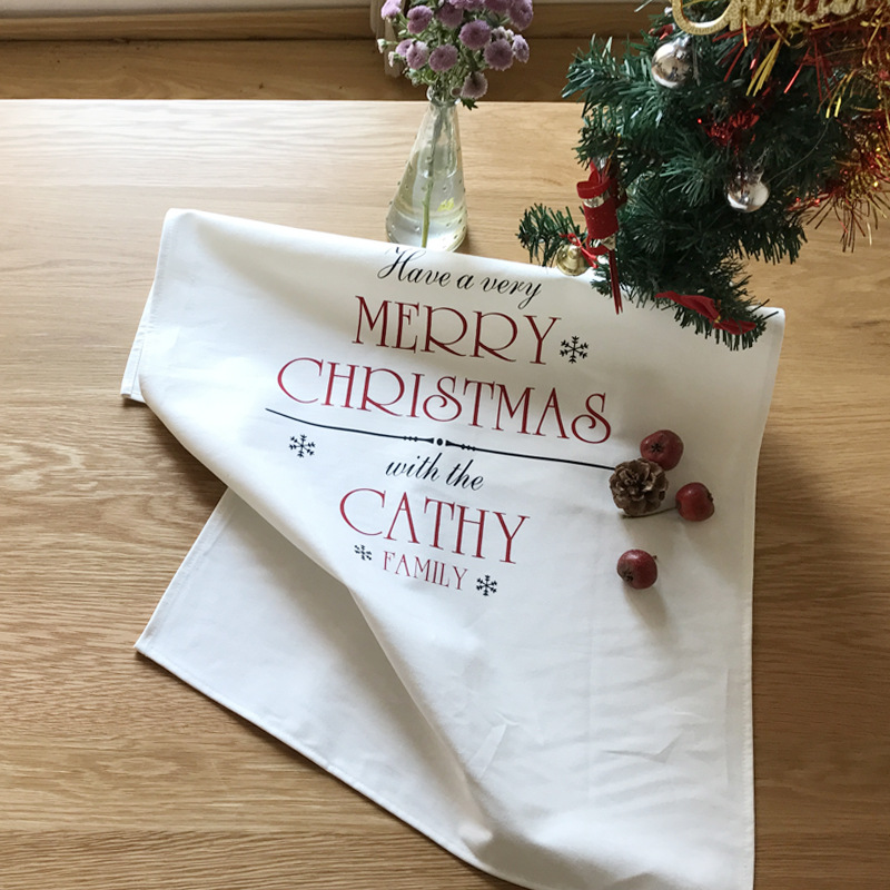 

Towel Reusable Kitchen Textile Christmas letter snow Cloth Dining Table Decoration simple Cotton Home Use Kitchen Towel