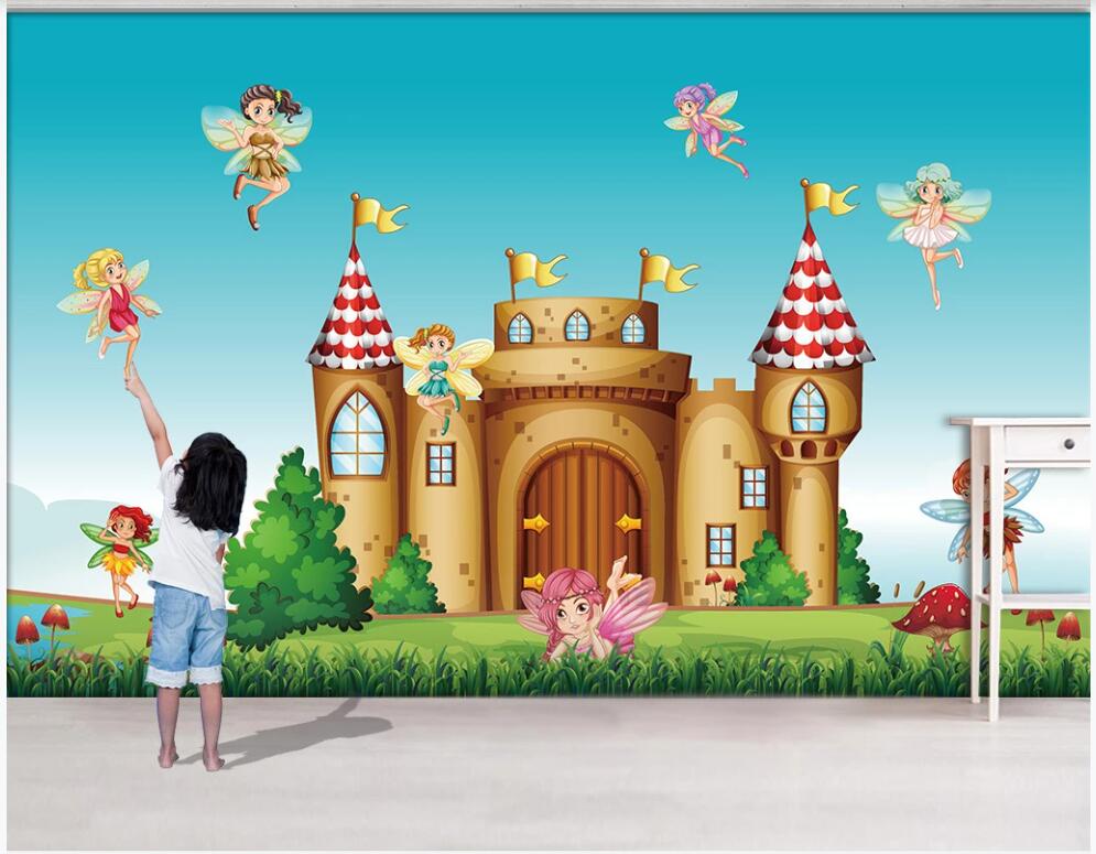 

Custom photo wallpaper mural 3d wall paper Cartoon castle fairy elf lawn children's room background wall home decor wallpaper for walls 3 d, Non-woven wallpaper