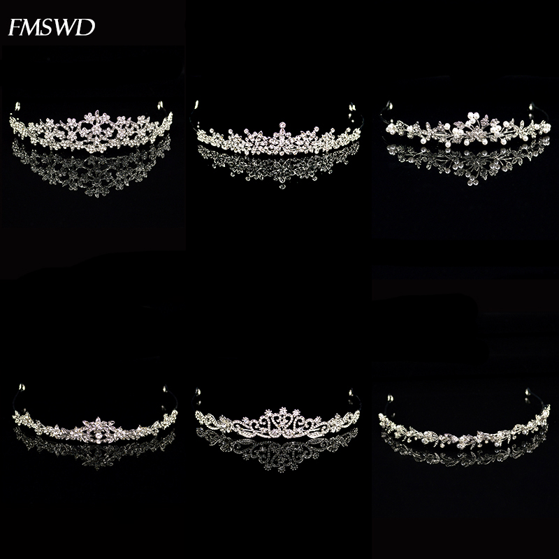 

New Vintage Handmade Rose Gold Silver Color Crystal Pearl Crown Small Tiara Princess For Wedding Bride Hair Accessories Jewelry