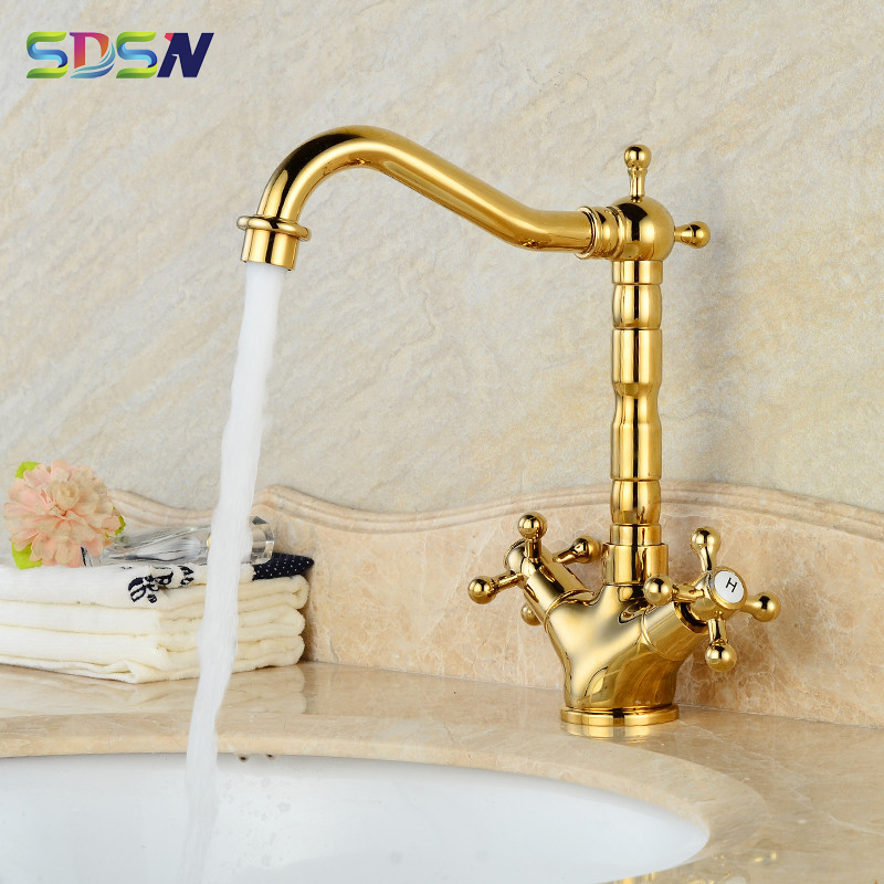 

Copper Faucet for Bathroom Sink-mixers Dual Handle Water-taps Hot&cold Basin Faucet Bathroom Sink-taps Short Wash-basin Faucets