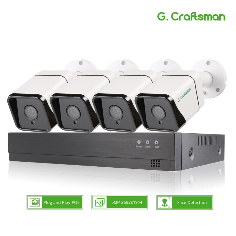 

XM Face Detection 4CH 5MP POE IP Camera System Kits Audio Waterproof CCTV Security Video Surveillance H.265+ XMEye G