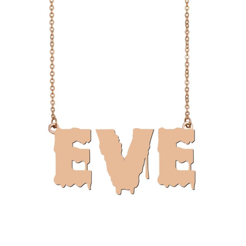 

Eve Name Necklace , Cool Bloody Art Name Necklace for Halloween and Santa's Day Jewelry Gift for Kids Boys Girls