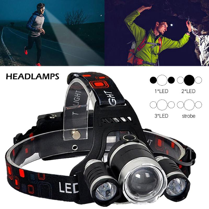 

LED Headlamp Fishing Headlight 3 Modes Zoomable Waterproof Super bright camping light Powered by 2x18650 batteries