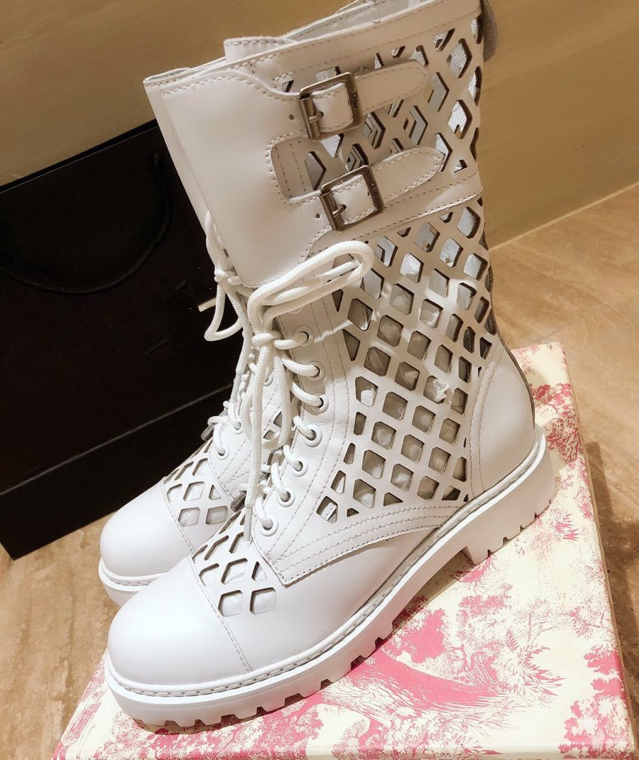 

Hot Sale Shoes Women Spring/Summer Women Boots Genuine Leather Platform Boots Metal Decor Low Heels Women Boots Zapatos De Mujer, As pic