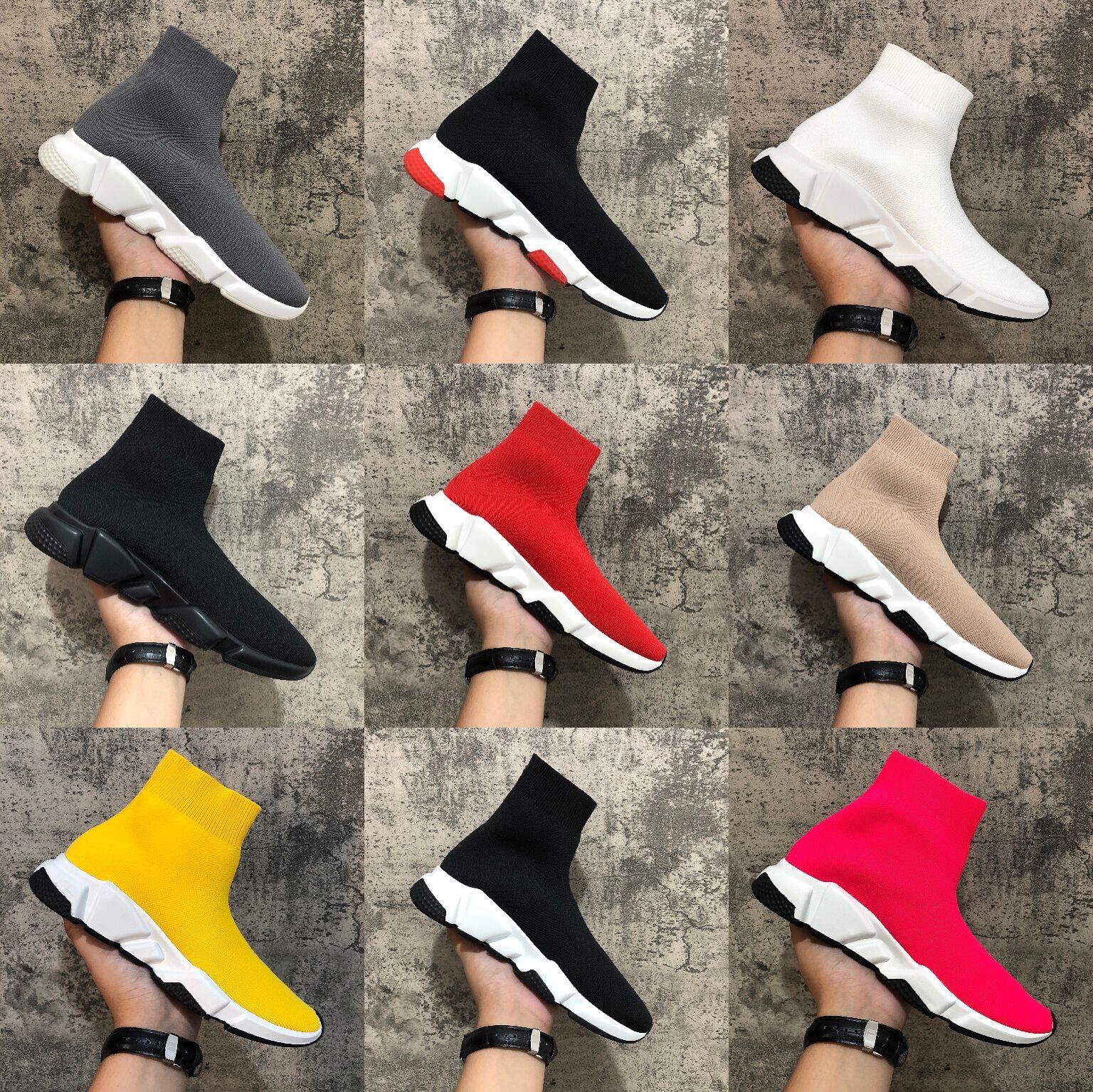 

2020 Speed Trainer Shoes Party Black White Red High Sock Shoes Mens Womens Fashion Boots Triple Black Casual Shoes size 36-45, 18