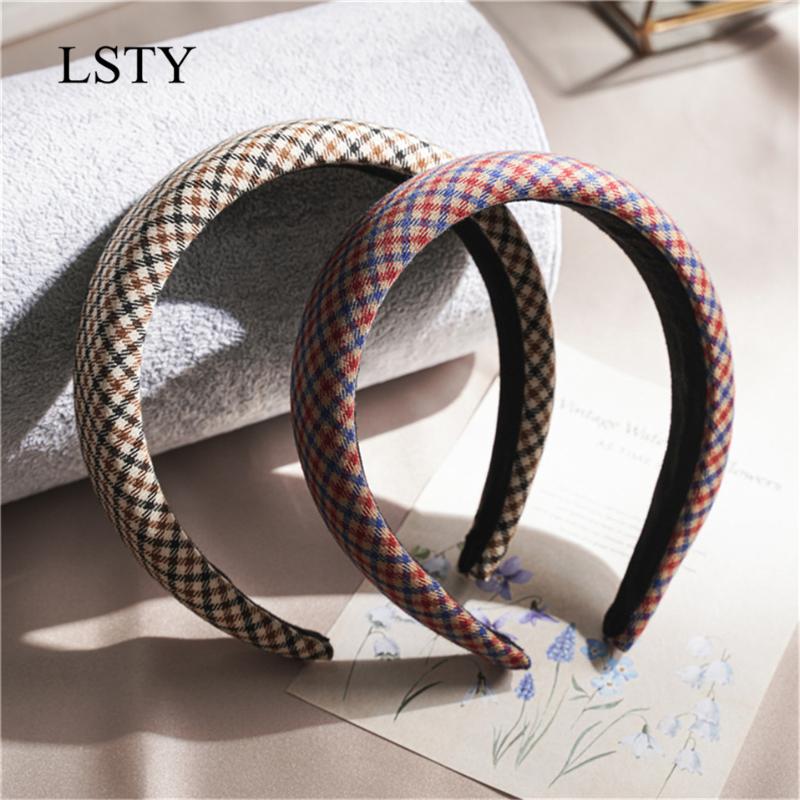 

2020 New Headband British Style Sweet Fashion Hairbands Thick Plaid Head Bands Hairpin Out All-match Jewelry