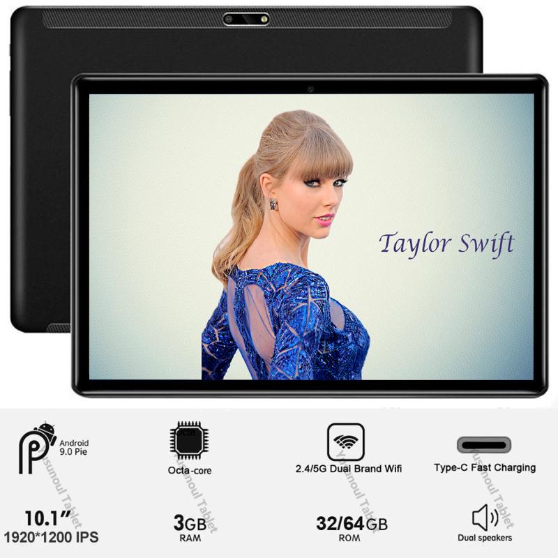 

Super 10 inch Tablet 4G LTE Android 9.0 Octa Core 3GB RAM 64GB ROM 1920*1200 Resolution Dual Sim Dual cameras 5G WiFi Tablet pc, Black