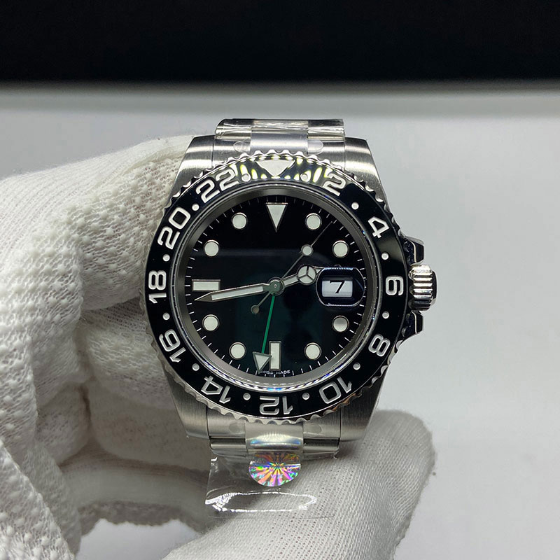 Luxury Mens Mechanical Watch Clean Factory GMT Black 40mm 904 Steel Case Cal. 3186 Automatic Movement Black Dial Designer Watch-image-568472995