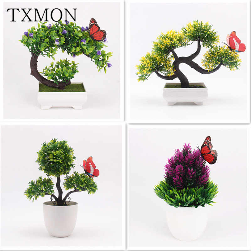 

Artificial Plants Bonsai Small Tree Pot Plants Fake Flowers Potted Ornaments For Home Decoration Hotel Garden Decor, F06