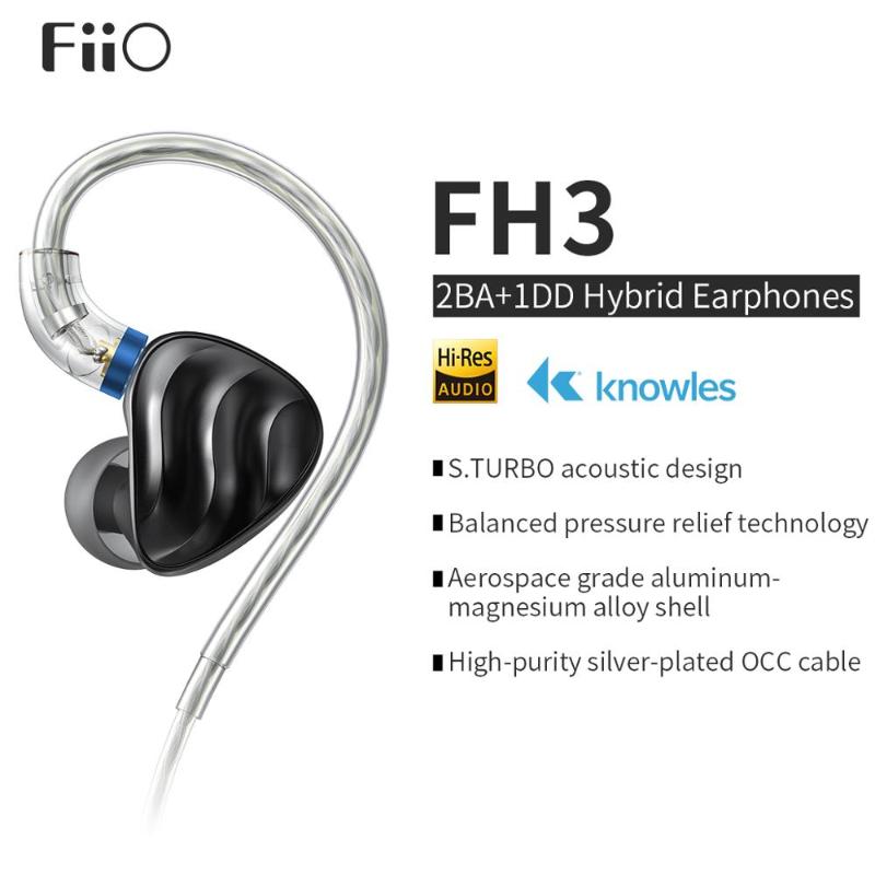 

NEW BRAND FiiO FH3 Triple Drive In-Ear HiFi Earphones with High Resolution,Bass Sound, High Fidelity for Smartphones/PC