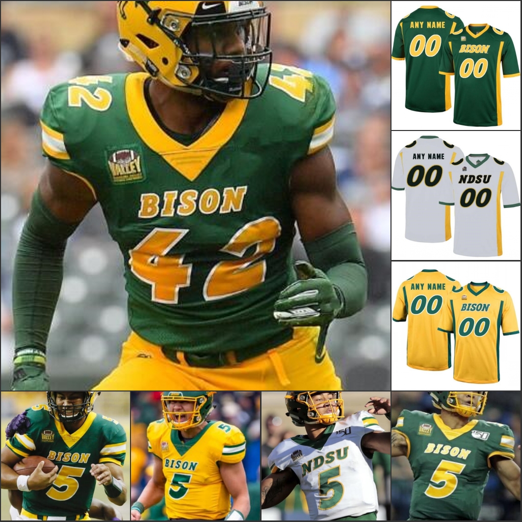 

NDSU North Dakota State Bison College Football stitched Jersey Greg Menard Billy Turner Aaron Steidl Ramon Humber Mercade Nick Deluca, White with 150th patch