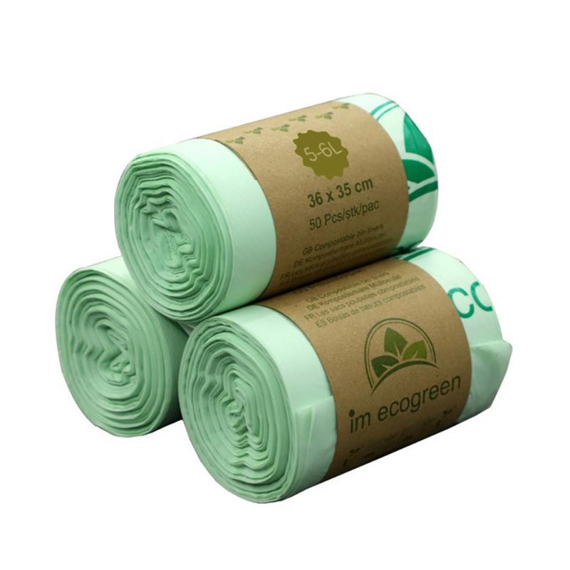 

50Pcs/Roll Plastic Garbage Bag Biodegradable Trash Bags Compostable Bags Rubbish Wastebasket Liners for Kitchen