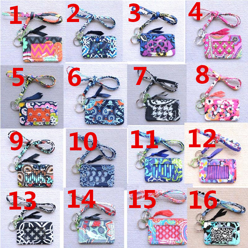 

NWT cotton zip id case Card Holders and lanyards ,coin purse small wallet, Multi