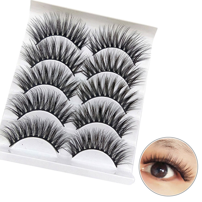 

5 Pairs Handmade Real Mink Eyelashes Full volume False Eyelashes Thick Long Lashes Full Strip Lashes Cruelty Free Fake