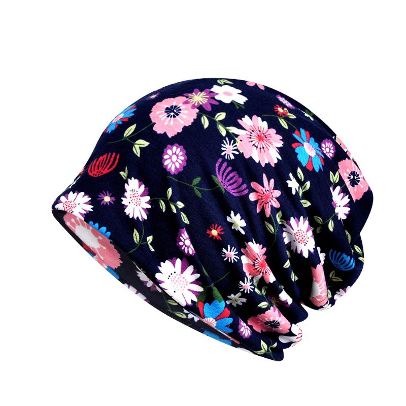 

Cotton Blend Women Hat Bib Beanie Headwear Printed Cancer Sleep Slouchy Turban Wrap Head Scarf Chemo Cap Soft, Pink