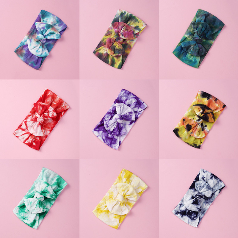 

23 Colors Kid Headband Bowknot Cartoon Children Girl Bow Headband Hair Accessories Baby Tie Dye Headband, Mix colors