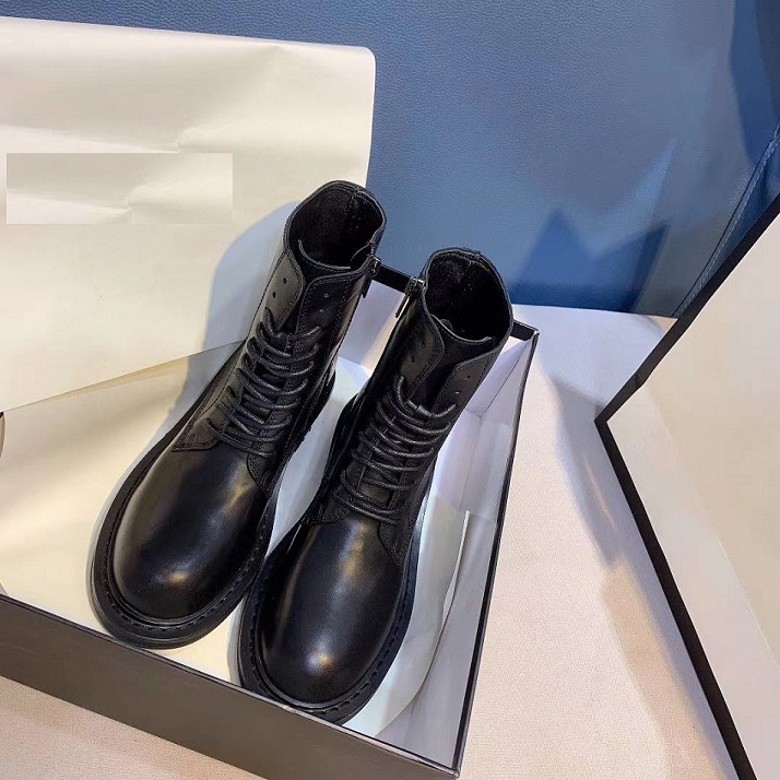 

ANN Martin Boots 2020 thin leather and black platform ankle boots breathable and versatile