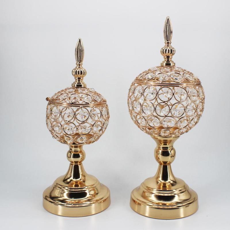 

IMUWEN Crystal Candle Holders Gold Candle Stand Wedding Exquisite Table Storage Candlestick Party For Home Decoration