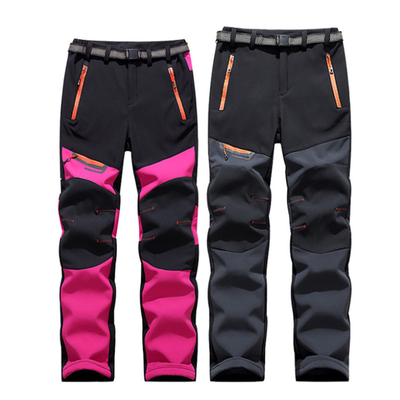

Winter Men Women Hiking Sports Camping Pants Fleece Water Resistant Cycling Bicycle Bike Pants Warm Thermal Trousers, Women rosy