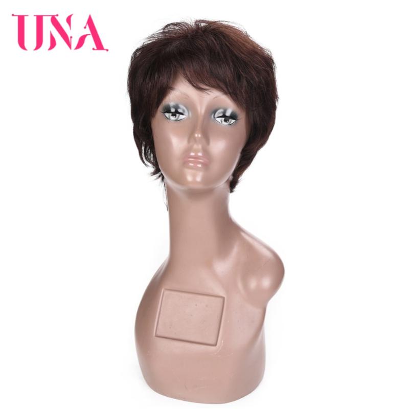 

UNA Short Human Wigs Malaysian Straight Hair Wigs Non Remy Malaysian Hair 120% High Density Short Human LDH6384MN, #1
